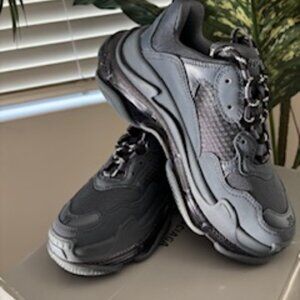 Balenciaga Dark Blue/Grey Triple S  Clear Sole Sneaker- Size 39